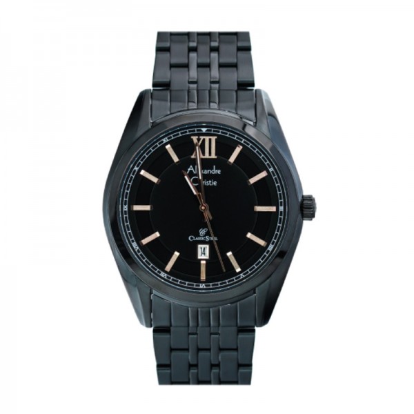 Alexandre Christie AC 8501 Full Black Rosegold Tick Man MDBIPBARG